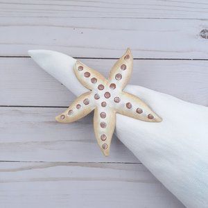 Napkin Rings Metal Starfish Nautical Set of 4